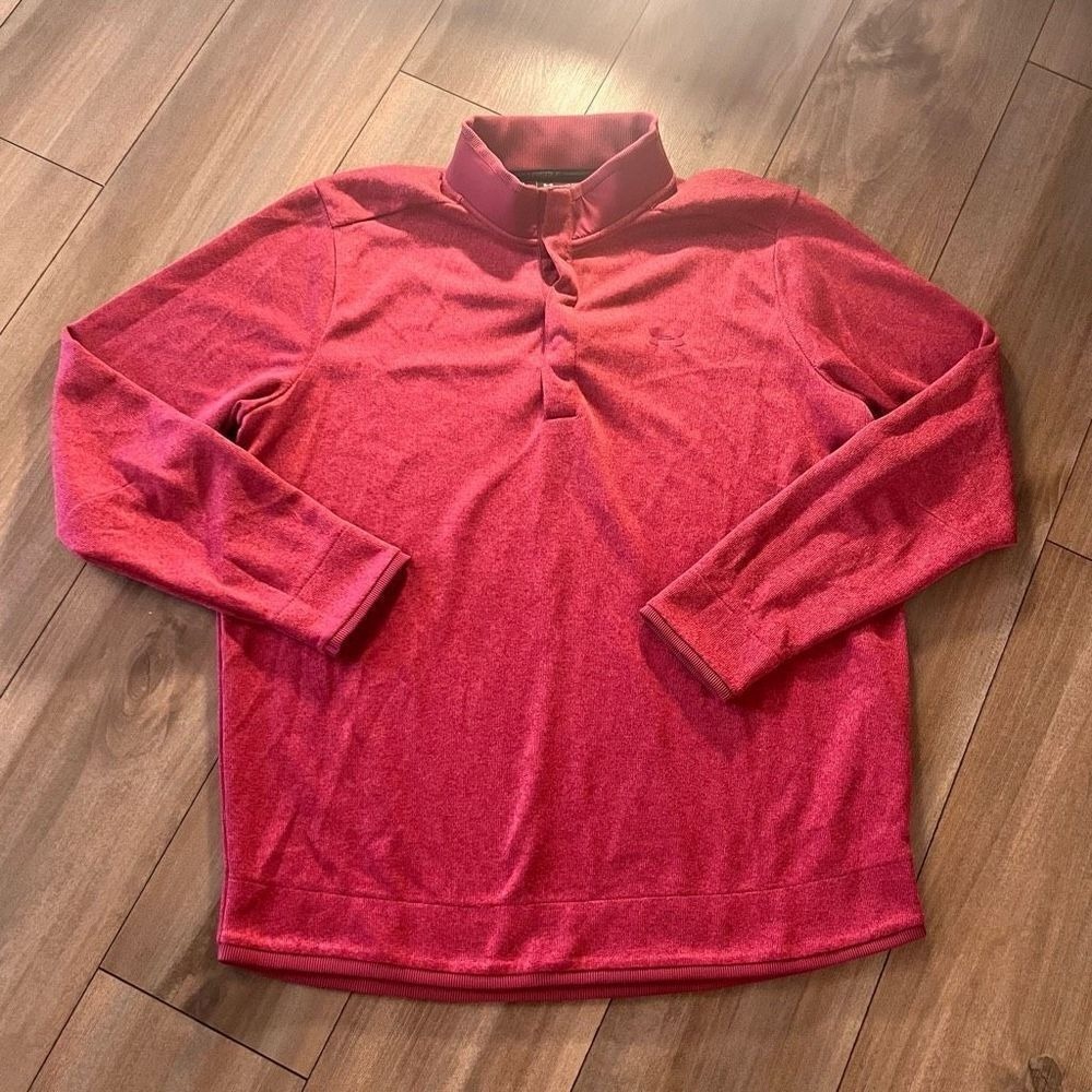 Under Armour Golf ColdGear XXL Pink Heathered Quarter Snap Pullover Sweater Mens